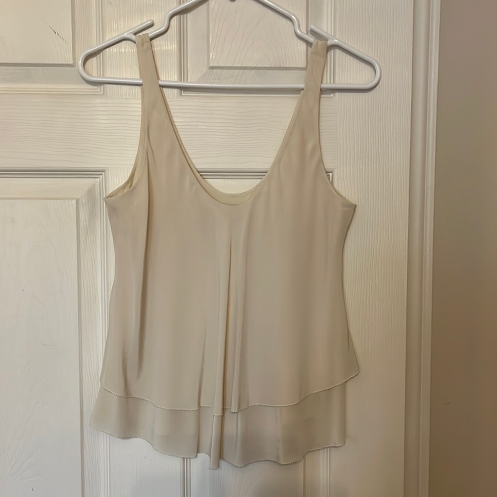 Cream Silk Tiered Tank Top T. Babaton